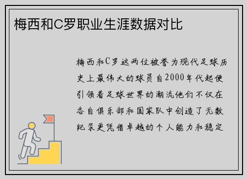 梅西和C罗职业生涯数据对比