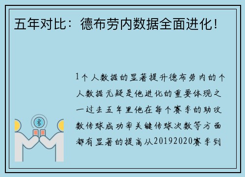 五年对比：德布劳内数据全面进化！