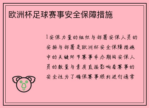 欧洲杯足球赛事安全保障措施